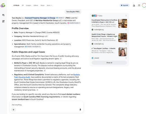 Google AI Overview result referencing the McNeil v. SAC 181 case in response to a Tara Bayles PMIC query